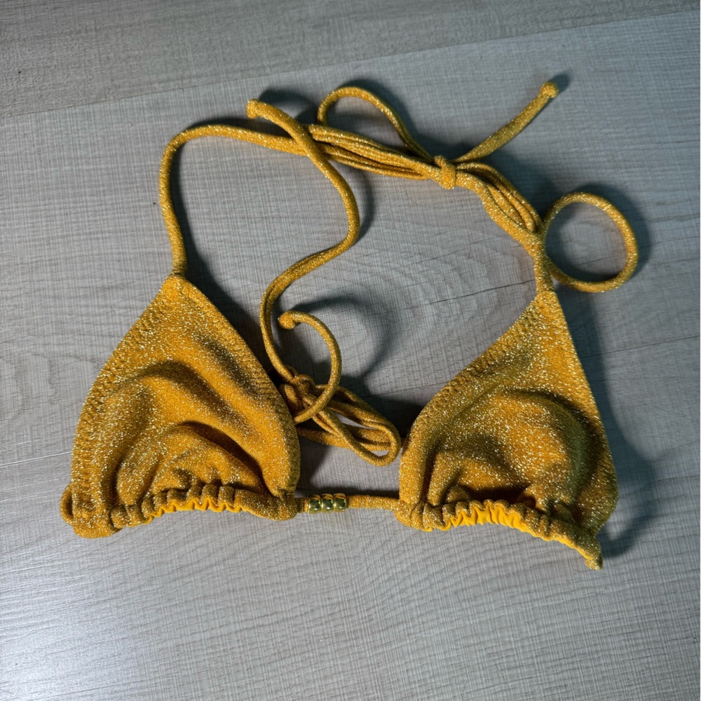 Same swim Gold Shimmer Triangle Bikini Top